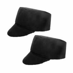 Set van 2x stuks boeren thema verkleed pet zwart volwassenen, maat: 61 cm